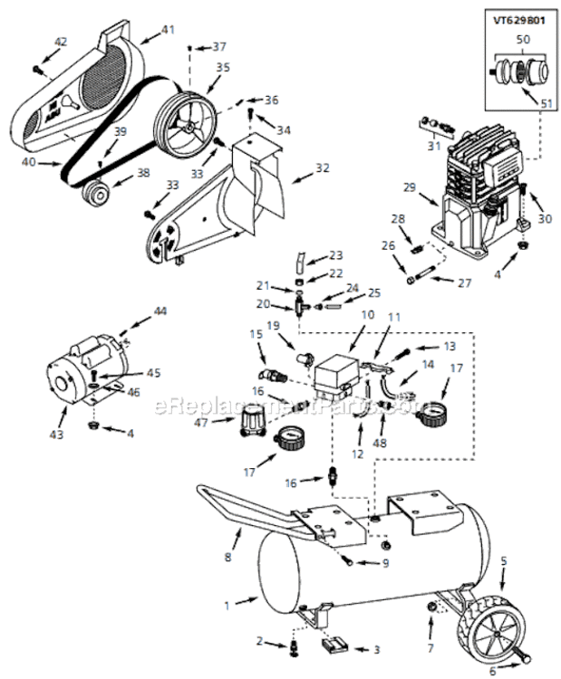 Page A Diagram and Parts List for VT618304 1997 Campbell Hausfeld Compressor